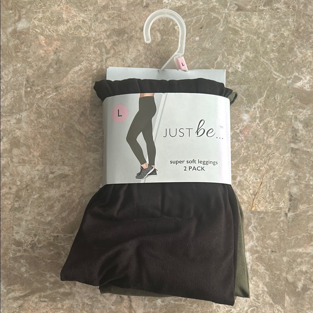 Just Be Super Soft Leggings 2 Pack - Black and Olive